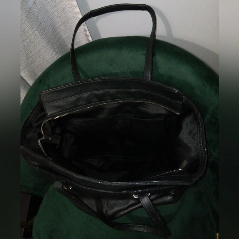 Coach Taylor Leather North South Tote with Sequin-Style Accents in Black #F25941